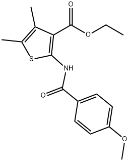 ethyl 2-(4-methoxybenzamido)-4,5-dimethylthiophene-3-carboxylate Struktur