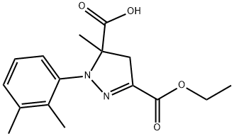 1-(2,3-dimethylphenyl)-3-(ethoxycarbonyl)-5-methyl-4,5-dihydro-1H-pyrazole-5-carboxylic acid Struktur