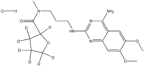 N-[3-[(4-amino-6,7-dimethoxyquinazolin-2-yl)amino]propyl]-2,3,3,4,4,5,5-heptadeuterio-N-methyloxolane-2-carboxamide:hydrochloride Struktur