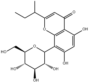 8-Glucosyl-5,7-dihydroxy-2-(1-methylpropyl)chromone Struktur