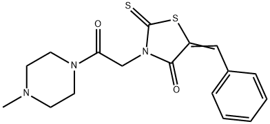 (Z)-5-benzylidene-3-(2-(4-methylpiperazin-1-yl)-2-oxoethyl)-2-thioxothiazolidin-4-one Struktur