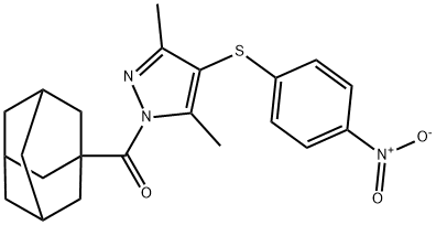 ((3r,5r,7r)-adamantan-1-yl)(3,5-dimethyl-4-((4-nitrophenyl)thio)-1H-pyrazol-1-yl)methanone Struktur