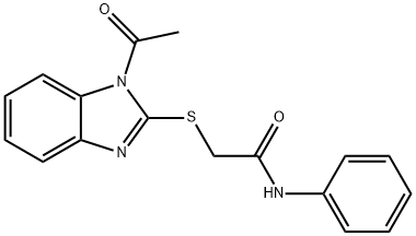 2-[(1-acetyl-1H-benzimidazol-2-yl)sulfanyl]-N-phenylacetamide Struktur