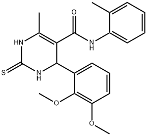 4-(2,3-dimethoxyphenyl)-6-methyl-2-thioxo-N-(o-tolyl)-1,2,3,4-tetrahydropyrimidine-5-carboxamide Struktur