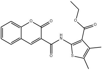 ethyl 4,5-dimethyl-2-(2-oxo-2H-chromene-3-carboxamido)thiophene-3-carboxylate Struktur