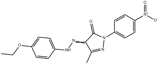 4-[(4-ethoxyphenyl)hydrazono]-5-methyl-2-(4-nitrophenyl)-2,4-dihydro-3H-pyrazol-3-one Struktur