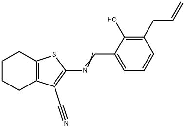 (E)-2-((3-allyl-2-hydroxybenzylidene)amino)-4,5,6,7-tetrahydrobenzo[b]thiophene-3-carbonitrile Struktur