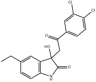 3-[2-(3,4-dichlorophenyl)-2-oxoethyl]-5-ethyl-3-hydroxy-1,3-dihydro-2H-indol-2-one Struktur