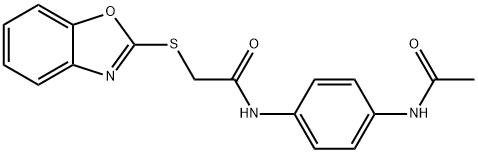 N-[4-(acetylamino)phenyl]-2-(1,3-benzoxazol-2-ylsulfanyl)acetamide Struktur