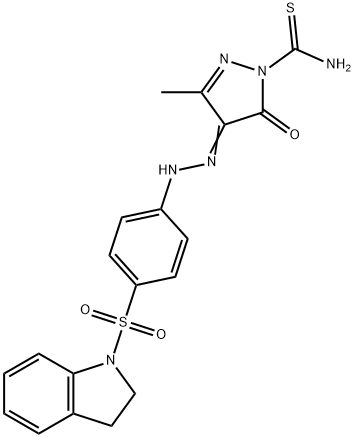 4-{[4-(2,3-dihydro-1H-indol-1-ylsulfonyl)phenyl]hydrazono}-3-methyl-5-oxo-4,5-dihydro-1H-pyrazole-1-carbothioamide Struktur