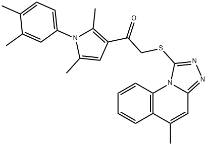 1-(1-(3,4-dimethylphenyl)-2,5-dimethyl-1H-pyrrol-3-yl)-2-((5-methyl-[1,2,4]triazolo[4,3-a]quinolin-1-yl)thio)ethan-1-one Struktur