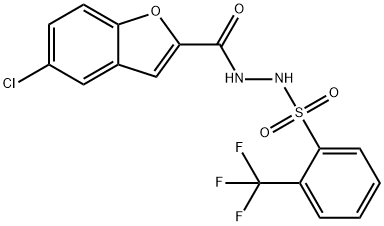 5-chloro-N'-[2-(trifluoromethyl)phenyl]sulfonyl-1-benzofuran-2-carbohydrazide Struktur