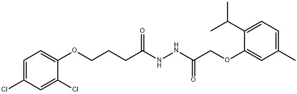 4-(2,4-dichlorophenoxy)-N'-[(2-isopropyl-5-methylphenoxy)acetyl]butanohydrazide Struktur