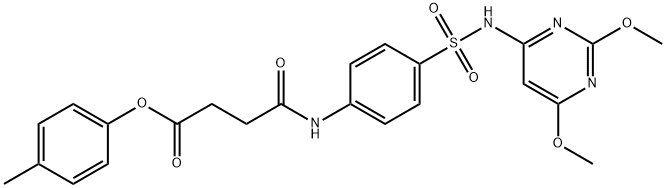 4-methylphenyl 4-[(4-{[(2,6-dimethoxy-4-pyrimidinyl)amino]sulfonyl}phenyl)amino]-4-oxobutanoate Struktur