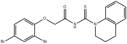 2-(2,4-dibromophenoxy)-N-(3,4-dihydro-1(2H)-quinolinylcarbonothioyl)acetamide Struktur