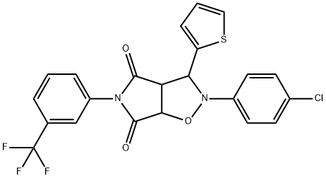 2-(4-chlorophenyl)-3-(thiophen-2-yl)-5-(3-(trifluoromethyl)phenyl)tetrahydro-4H-pyrrolo[3,4-d]isoxazole-4,6(5H)-dione Struktur