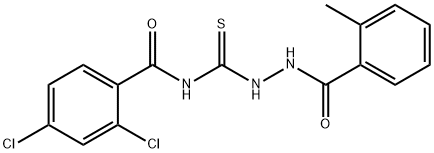 2,4-dichloro-N-{[2-(2-methylbenzoyl)hydrazino]carbonothioyl}benzamide Struktur