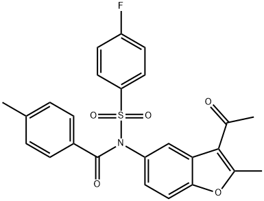 N-(3-acetyl-2-methylbenzofuran-5-yl)-N-((4-fluorophenyl)sulfonyl)-4-methylbenzamide Struktur