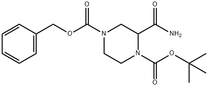 4-benzyl 1-tert-butyl 2-carbamoylpiperazine-1,4-dicarboxylate Struktur