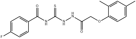 N-({2-[(2,4-dimethylphenoxy)acetyl]hydrazino}carbonothioyl)-4-fluorobenzamide Struktur