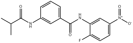 N-(2-fluoro-5-nitrophenyl)-3-(2-methylpropanoylamino)benzamide Struktur