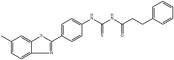 N-({[4-(6-methyl-1,3-benzothiazol-2-yl)phenyl]amino}carbonothioyl)-3-phenylpropanamide Struktur