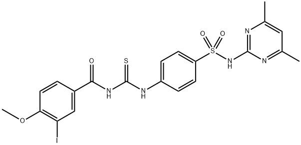 N-{[(4-{[(4,6-dimethyl-2-pyrimidinyl)amino]sulfonyl}phenyl)amino]carbonothioyl}-3-iodo-4-methoxybenzamide Struktur