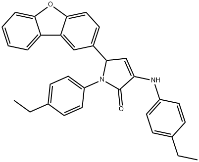 5-(dibenzo[b,d]furan-2-yl)-1-(4-ethylphenyl)-3-[(4-ethylphenyl)amino]-1,5-dihydro-2H-pyrrol-2-one Struktur