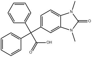 (1,3-Dimethyl-2-oxo-2,3-dihydro-1H-benzoimidazol-5-yl)-diphenyl-acetic acid Struktur