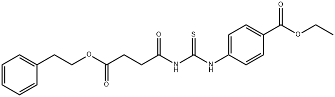 ethyl 4-[({[4-oxo-4-(2-phenylethoxy)butanoyl]amino}carbonothioyl)amino]benzoate Struktur