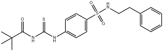 2,2-dimethyl-N-{[(4-{[(2-phenylethyl)amino]sulfonyl}phenyl)amino]carbonothioyl}propanamide Struktur