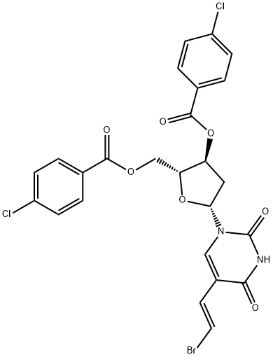 Uridine, 5-(2-bromoethenyl)-2'-deoxy-, 3',5'-bis(4-chlorobenzoate), (E)- Struktur