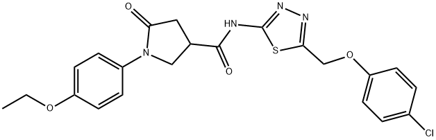 N-[5-[(4-chlorophenoxy)methyl]-1,3,4-thiadiazol-2-yl]-1-(4-ethoxyphenyl)-5-oxopyrrolidine-3-carboxamide Struktur