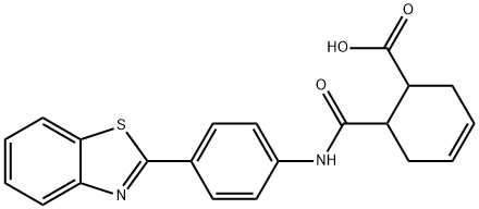 6-{[4-(1,3-benzothiazol-2-yl)anilino]carbonyl}-3-cyclohexene-1-carboxylic acid Struktur