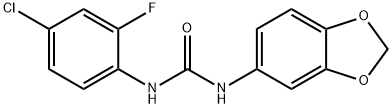 1-(1,3-benzodioxol-5-yl)-3-(4-chloro-2-fluorophenyl)urea Struktur