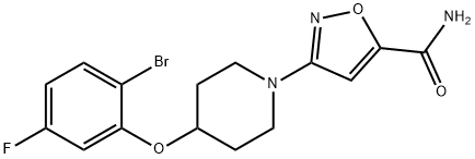 3-(4-(2-bromo-5-fluorophenoxy)piperidin-1-yl)isoxazole-5-carboxamide Struktur