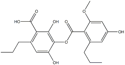 Benzoic acid,2,4-dihydroxy-3-[(4-hydroxy-2-methoxy-6-propylbenzoyl)oxy]-6-propyl- Struktur