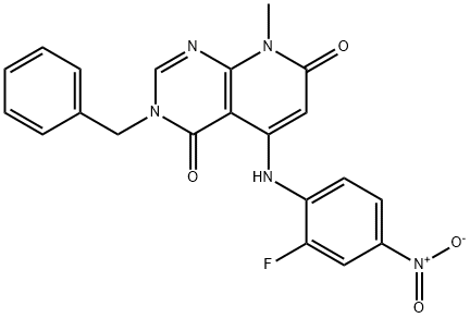 3-BENZYL-5-(2-FLUORO-4-NITROPHENYLAMINO)-8-METHYLPYRIDO[2,3-D]PYRIMIDINE-4,7(3H,8H)-DIONE Struktur