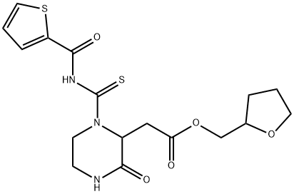 tetrahydro-2-furanylmethyl (3-oxo-1-{[(2-thienylcarbonyl)amino]carbonothioyl}-2-piperazinyl)acetate Struktur