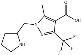 5-Methyl-1-pyrrolidin-2-ylmethyl-3-trifluoromethyl-1H-pyrazole-4-carboxylic acid Struktur