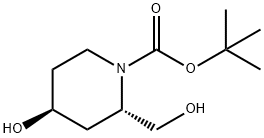 tert-butyl (2S,4S)-4-hydroxy-2-(hydroxymethyl)piperidine-1-carboxylate Struktur