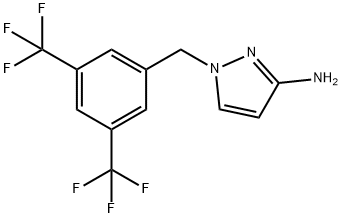 1-{[3,5-bis(trifluoromethyl)phenyl]methyl}-1H-pyrazol-3-amine Struktur