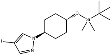 1H-PYRAZOLE, 1-[TRANS-4-[[(1,1-DIMETHYLETHYL)DIMETHYLSILYL]OXY]CYCLOHEXYL]-4-IODO- Struktur