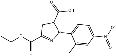 3-(ethoxycarbonyl)-1-(2-methyl-4-nitrophenyl)-4,5-dihydro-1H-pyrazole-5-carboxylic acid Struktur