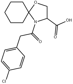 4-[2-(4-chlorophenyl)acetyl]-1-oxa-4-azaspiro[4.5]decane-3-carboxylic acid Struktur