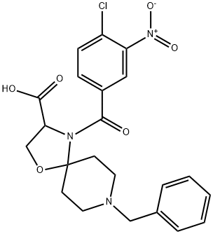 8-benzyl-4-(4-chloro-3-nitrobenzoyl)-1-oxa-4,8-diazaspiro[4.5]decane-3-carboxylic acid Struktur