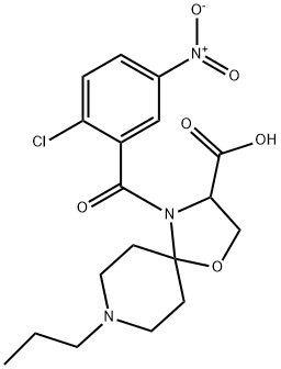 4-(2-chloro-5-nitrobenzoyl)-8-propyl-1-oxa-4,8-diazaspiro[4.5]decane-3-carboxylic acid Struktur