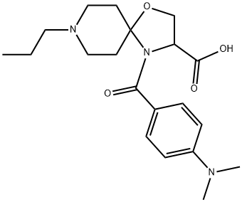 4-[4-(dimethylamino)benzoyl]-8-propyl-1-oxa-4,8-diazaspiro[4.5]decane-3-carboxylic acid Struktur