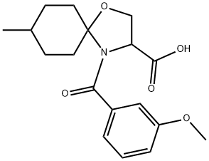 4-(3-methoxybenzoyl)-8-methyl-1-oxa-4-azaspiro[4.5]decane-3-carboxylic acid Struktur