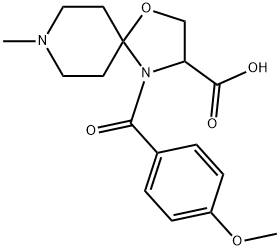 4-(4-メトキシベンゾイル)-8-メチル-1-オキサ-4,8-ジアザスピロ[4.5]デカン-3-カルボン酸 化學構造式